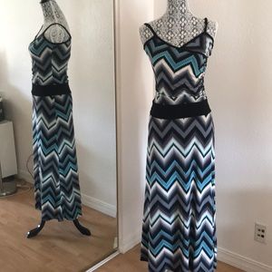 Chevron style printed maxi dress